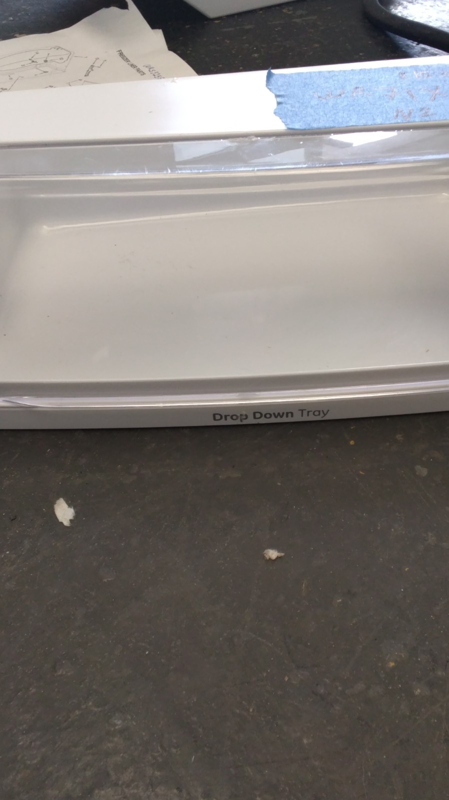 GE White/Clear Refrigerator Door Drop Down Tray Bin WR71X11063 gallery