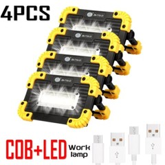 4Pcs LED COB Work Lights Spotlight Floodlight Rechargeable Emergency Flashlight