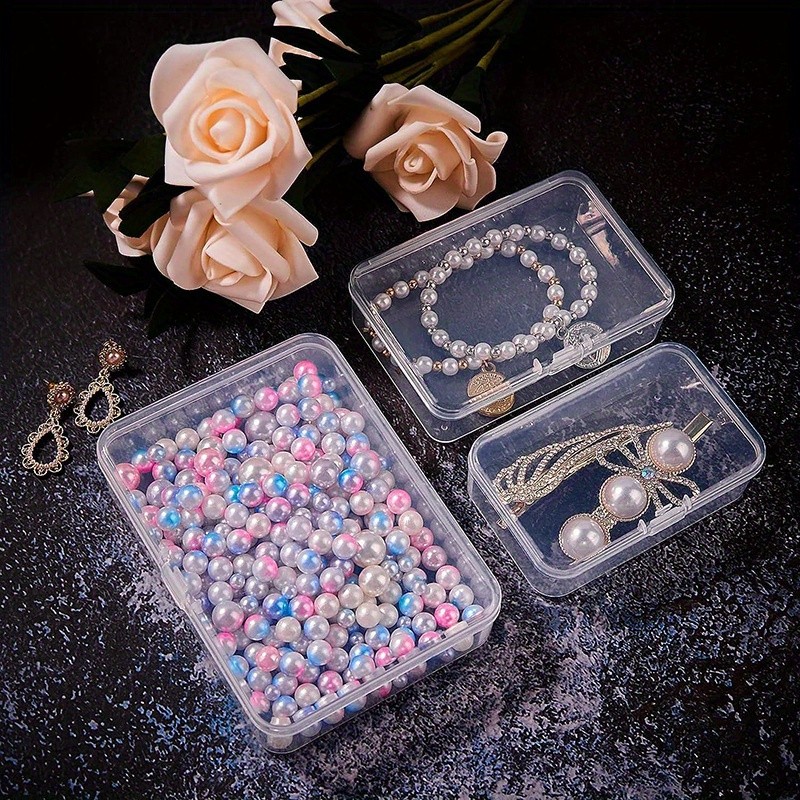 4Pcs Clear Plastic Storage Boxes Small Jewelry Organizer Accessories Space Save gallery