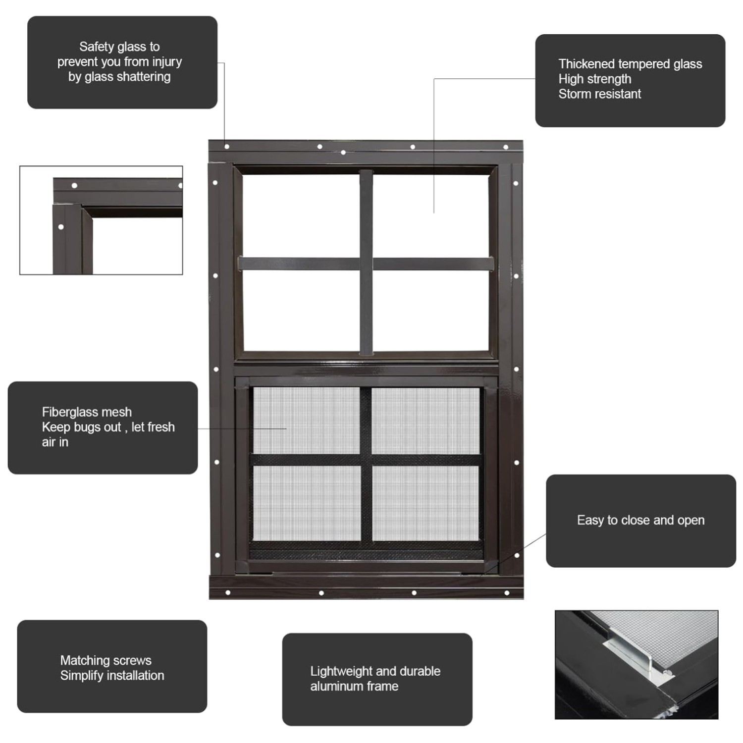 Durable Black Frame Shed Window Set gallery
