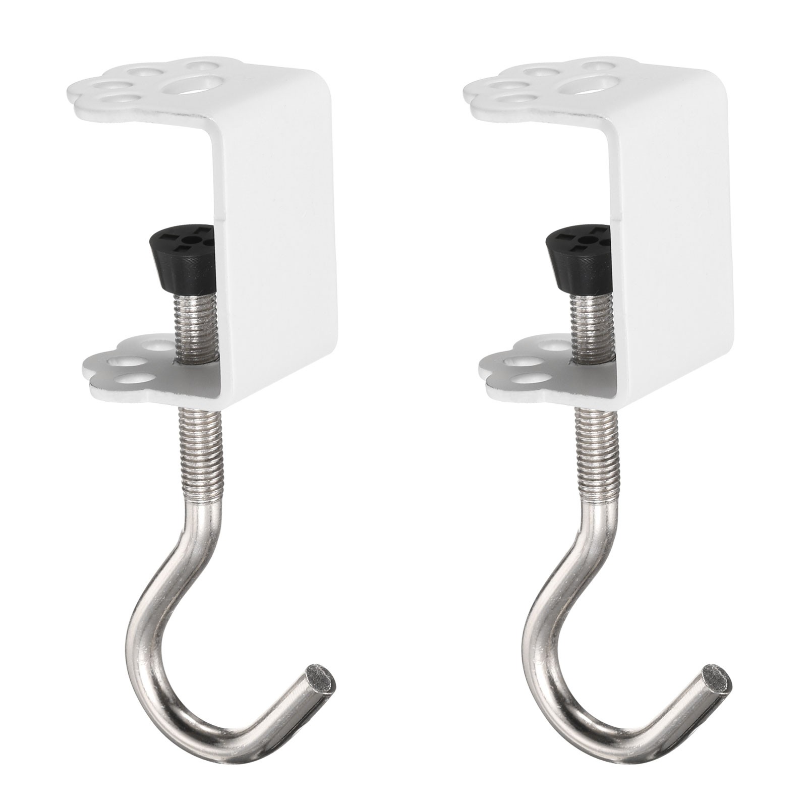2pcs Desk Hook Clamp 0.2"-1.4" Clamping Range Cat Claw Shape White gallery