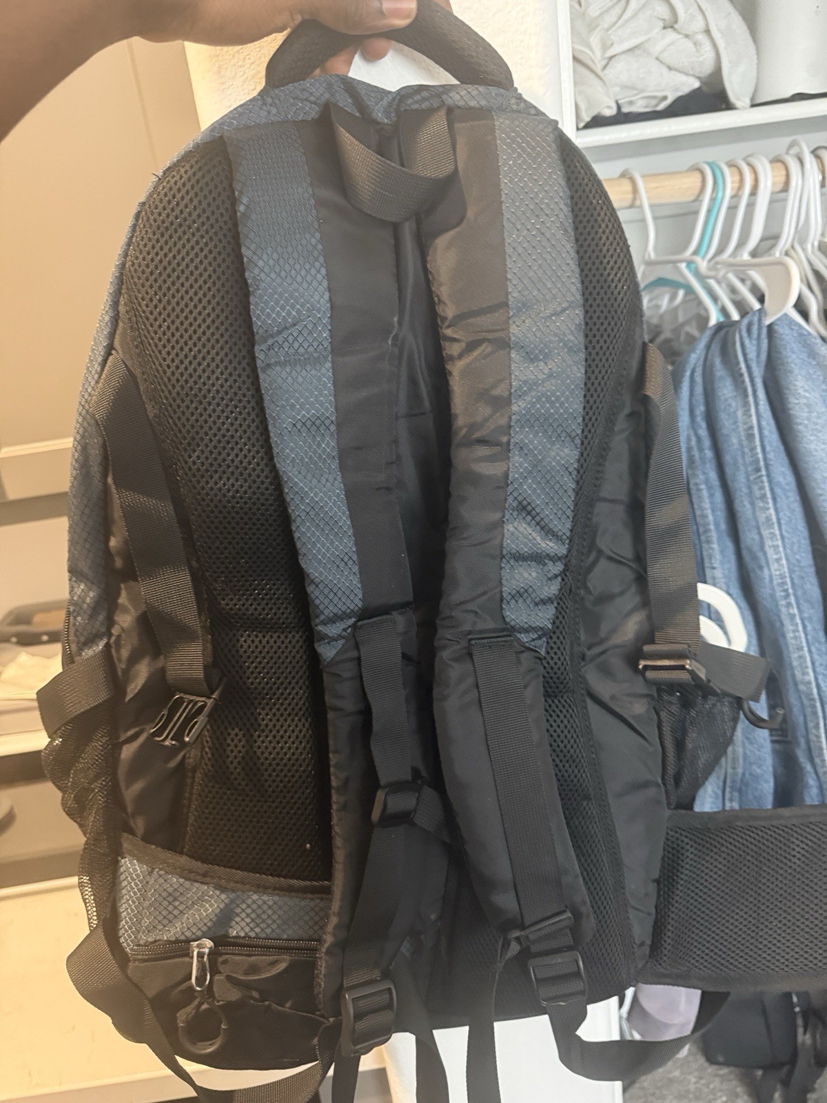 BOVIP Hiking Backpack Black Gray Polyester Adjustable Straps Compartments 2