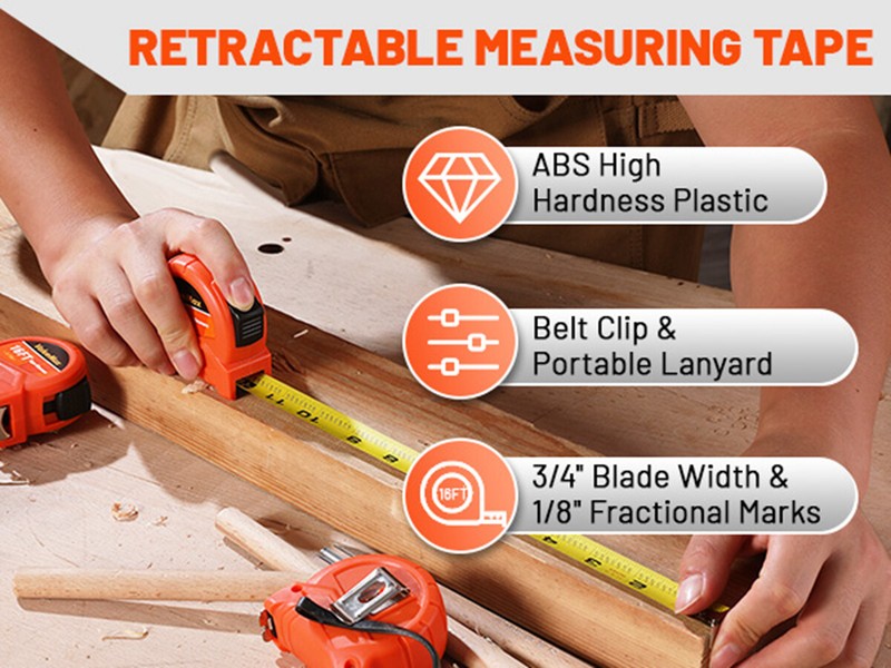 ValueMax 3PACK Retractable Tape Measure 16FT Measurement Tape w/Fractions 1/8 US gallery