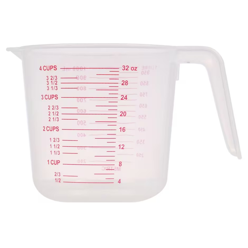 Large 4-Cup Capacity Clear Plastic Measuring Cup Brand New gallery