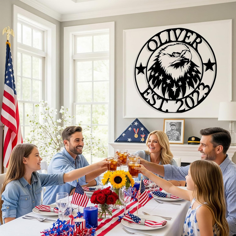 Personalized Eagle Monogram Sign EST 2026, Custom Metal Wall Decor gallery