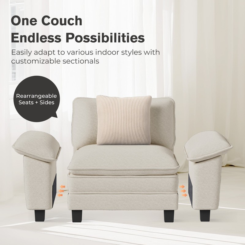 Modular Sectional Sofa Chenille Cloud Couch with Chaise and Cushion 7/5/4/3-Seat gallery