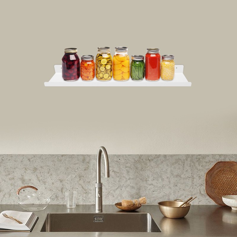 White Floating Shelf 60cm Wall Mounted Storage Display Rack Steel Modern gallery
