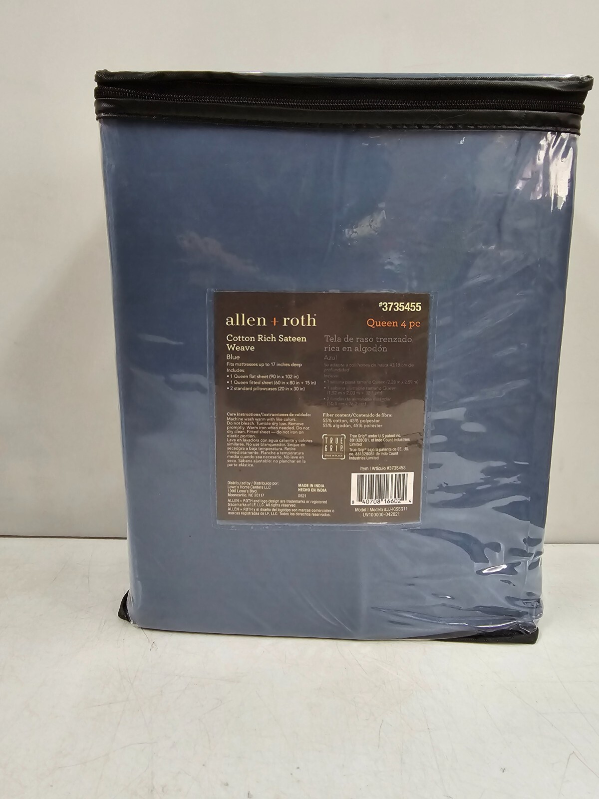 allen + roth Queen 800-Thread-Count Cotton Polyester Blend Blue Bed-Sheet gallery