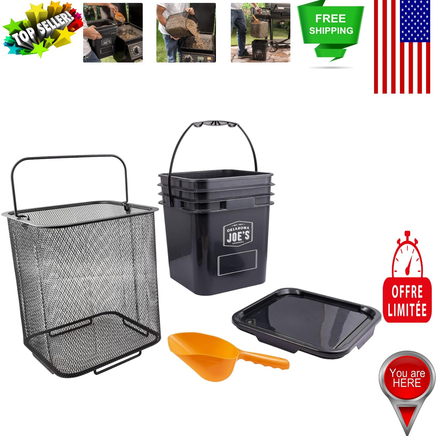 Weatherproof Hardwood Pellet Bucket with 20-Pound Capacity & Scoop Included gallery