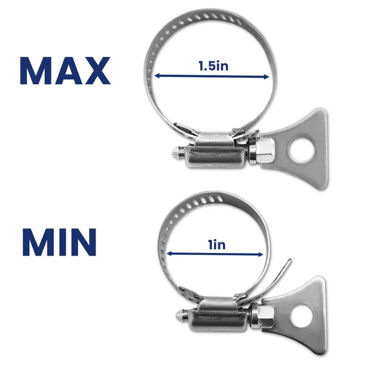 2pc Stainless Steel Adjustable Clamps with Carabiner Clips for Flag Pole Display gallery