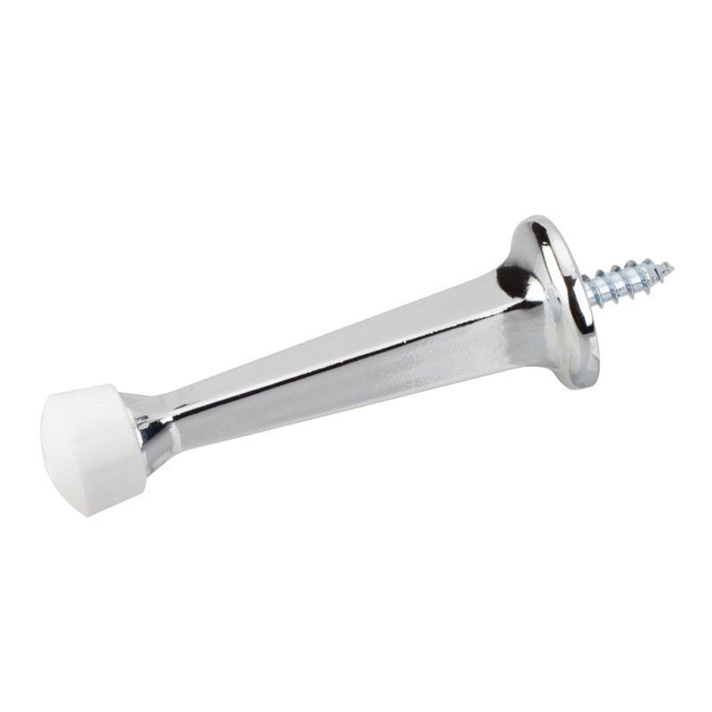 Polished Chrome Baseboard Solid Door Stop with Fixed Screw Attachment Doorstop gallery