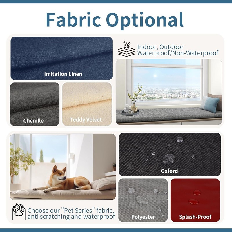 Colourtree Custom Size 2" Thick Bench Cushion Window Seat Cushion Indoor Outdoor gallery