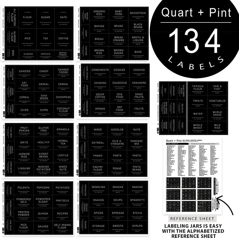 134 Kitchen Pantry Labels for Containers Minimalist Preprinted Farmhouse Style gallery
