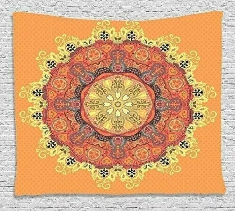 Mandala Tapestry, Floral Mandala Pattern Leaves Art Theme Inspired Medallion gallery