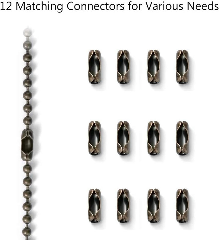 Ceiling Fan Pull Chain Extension Bronze 120in 3mm Bead Chain 12 Connectors gallery