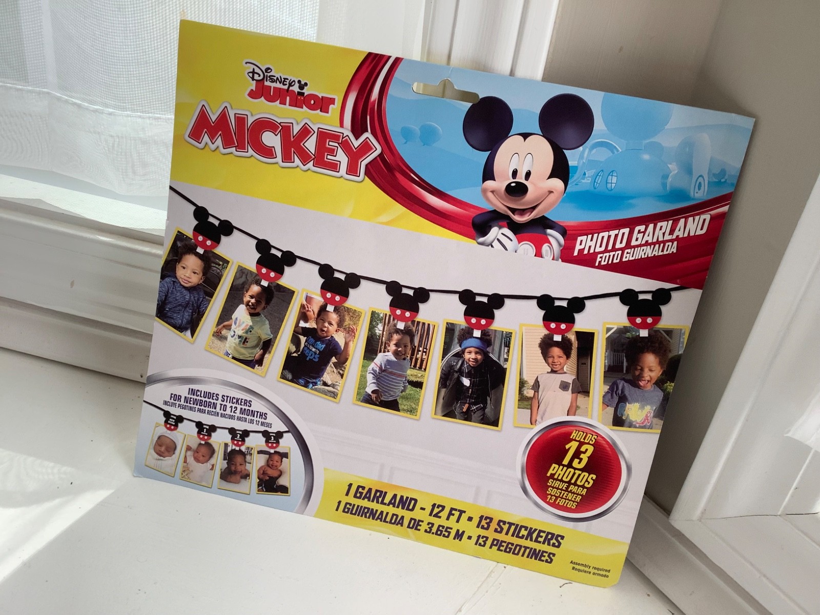 Disney Mickey Mouse party decor Photo Garland Holds 13 Photos birth - 12 mo. gallery
