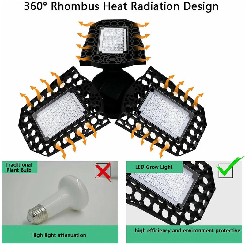 Foldable E26 Led Grow Light Full Spectrum Lamp for Hydroponics Plant Veg Flower gallery