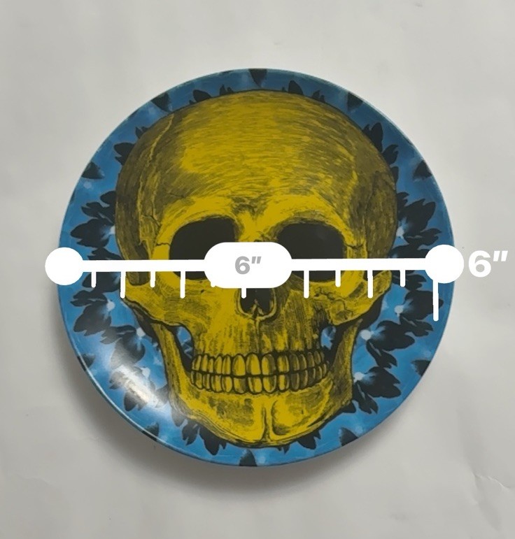 Crate And Barrel CB2 Skull Plate Blue Yellow Salad Bread Appetizer 6” gallery