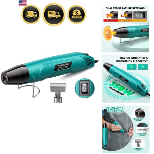 350W Mini Heat Gun, Dual-Temp Model 500℉ & 842℉（260℃ & 450℃）Fast Heat Hot Air... gallery