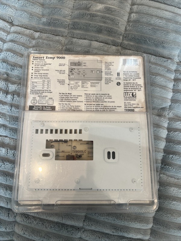 Lux Smart Temp TX9000 7 Day Programmable Thermostat for Heating Cooling New Open gallery