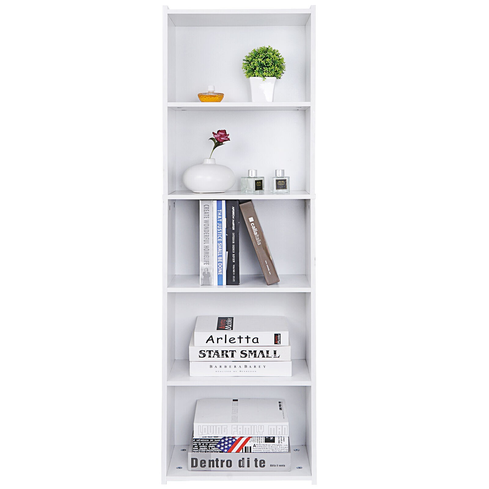 5 Tier White Bookcase Bookshelf Storage Wall Shelf Organizer for Living Room gallery