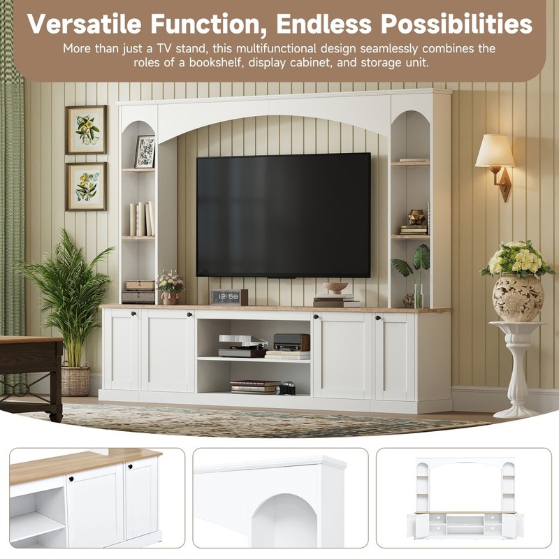 Large TV Stand Media Console Entertainment Center w/ Bookshelf for up to 75in TV gallery