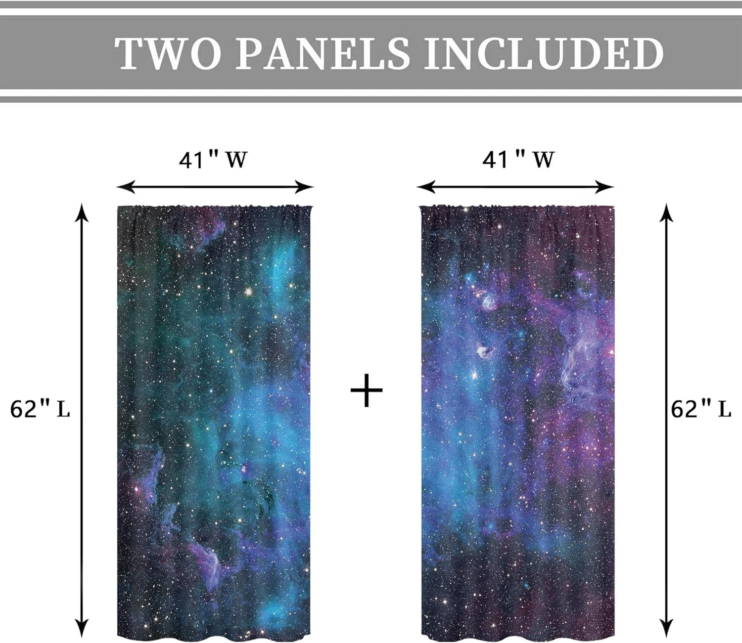 Kids Outer Space Sheer Galaxy Curtains Rod Pocket 41(W) X 62(L) Inch Universe Bl gallery