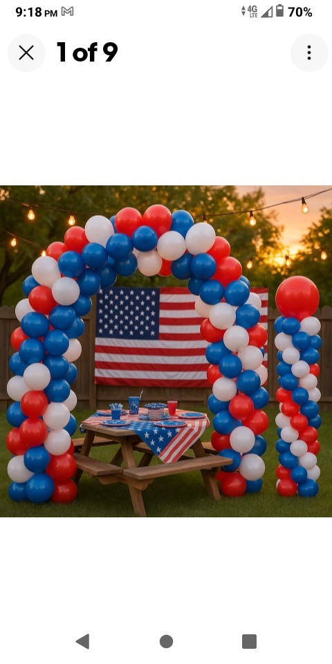 Qualatex🎊16"- OR-11" Red, White & Blue Pearl Latex Balloons-Star-Spangled U-Pic gallery