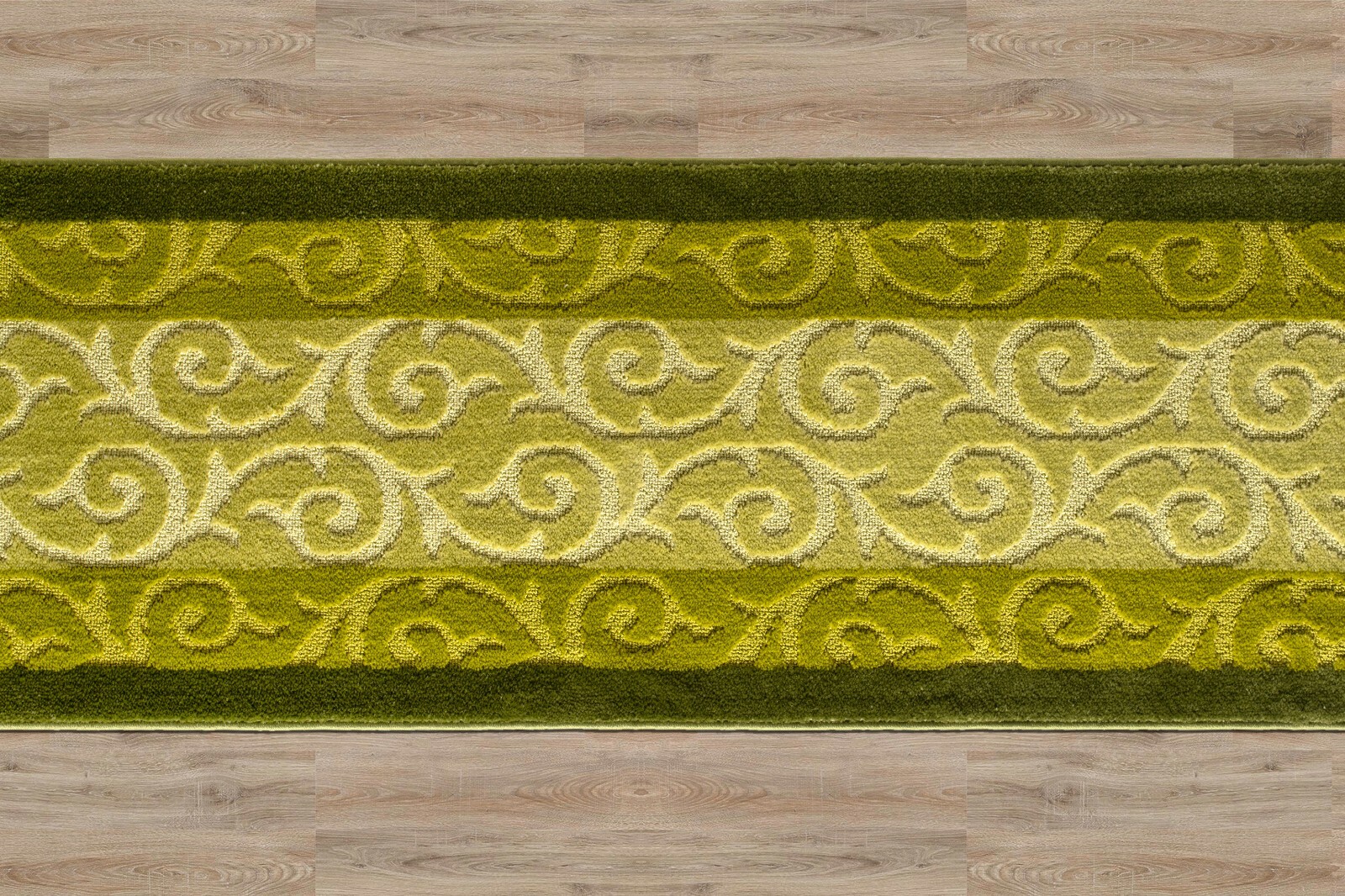 Non Slip Hallway Carpet Runner Rug, Scroll Green, Sold and Priced Per Foot gallery