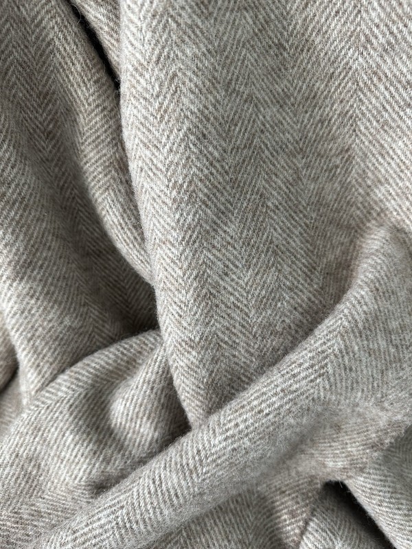 Bronte By Moon Wool Throw Fringed Blanket Lt Brown & Cream 53”x 68" gallery