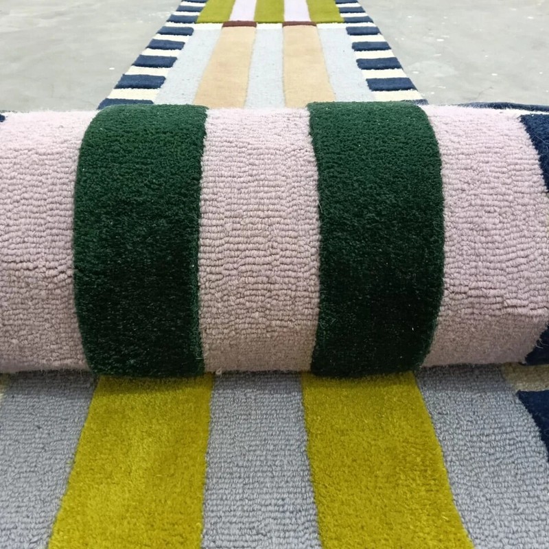 Hoxton Checkered Runner Loop & Cut Hand Tufted Handmade Rug Pure 100%Nz Wool gallery