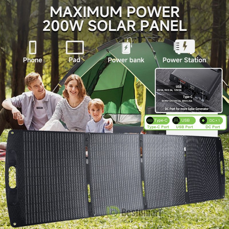 200W Portable Foldable Solar Panel Kit Solar Charger for Rv Camping Home gallery