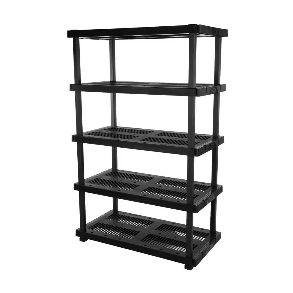 5-Tier Plastic Modular Garage Storage Shelving Unit in Black (48 In. W X 75 In. gallery