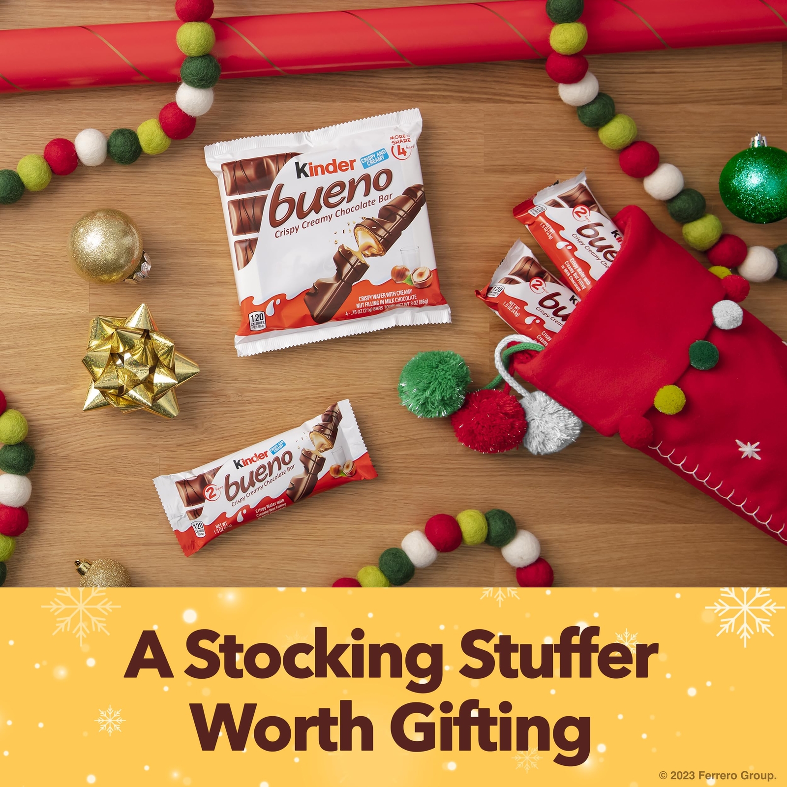 Kinder Bueno, Bulk 20 Pack, Milk Chocolate And Hazelnut Cream, Holiday Gift And gallery