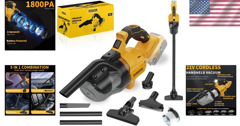 Quiet & Efficient 5-in-1 Handheld Vacuum with 67 dB Noise Level - Huge Dustbin gallery