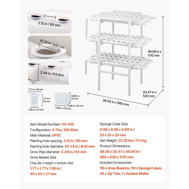 Uimoso Hydroponic Grow System 3 Layer 108 Planting Sites Hydroponic Growing Kit gallery