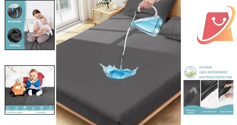 Full Size Waterproof Mattress Protector Microfiber Breathable Fitted Bed Pad gallery