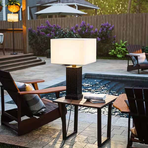 Modern Box Black Outdoor or Indoor Square Table light Lamp 27. 25 in. Black Base gallery