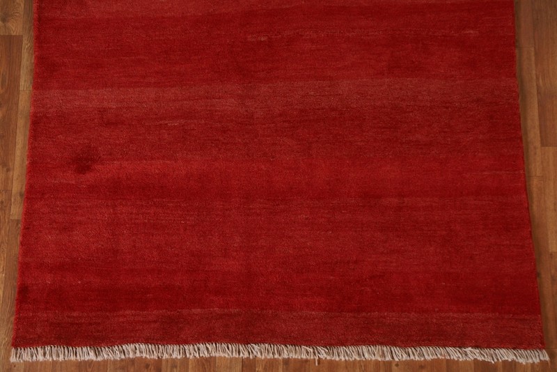 Solid Color Contemporary Gabbeh Rug 5x7 Handmade Wool Red Carpet gallery