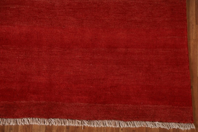 Solid Color Contemporary Gabbeh Rug 5x7 Handmade Wool Red Carpet gallery