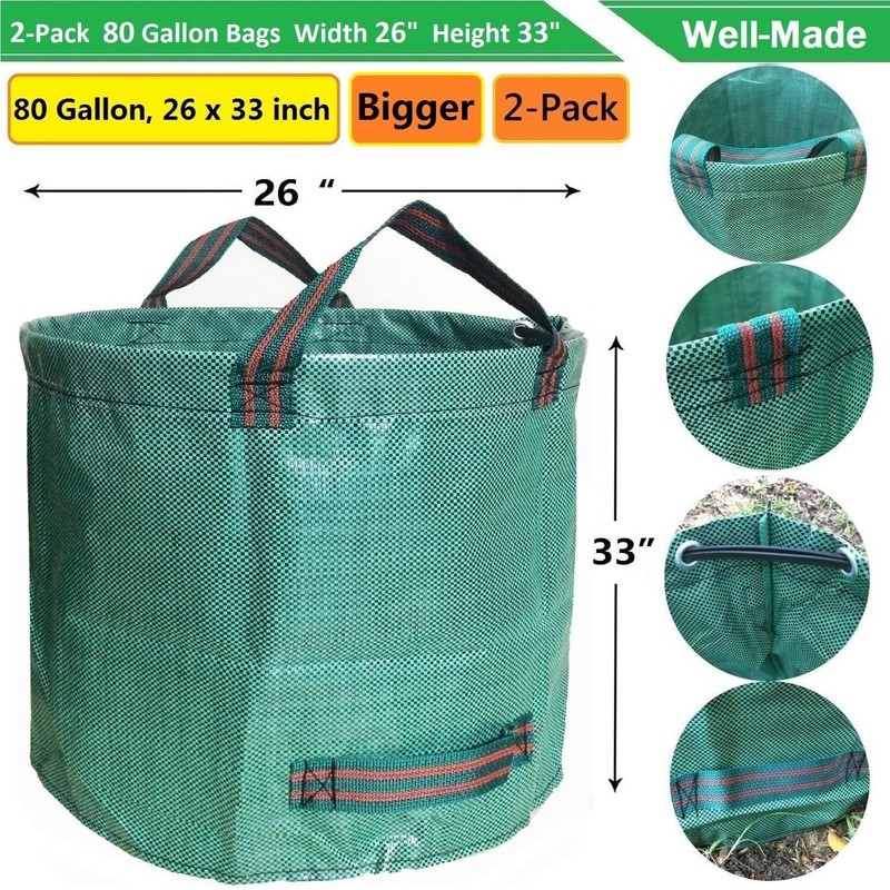 Professional 2pack 80 Gallon Big Yard Garden Bags d26 H33 Inch With Gardening gallery