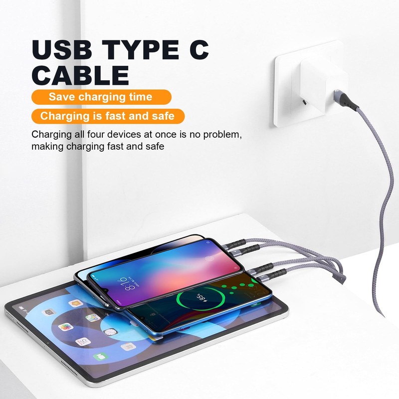 SIQIWO Multi USB C Cable Fast Charging, [4FT/2 Pack] QC 3.0(3A) USB C Splitter C gallery