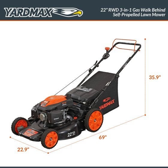 Yard Max 22 in. 201cc SELECT PACE 6 Speed CVT High Wheel RWD 3-in-1 Gas Walk Beh gallery
