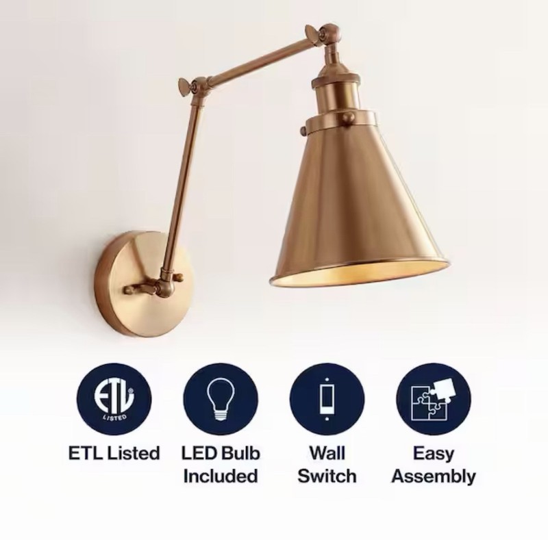 JONATHAN Y Lighting JYL7461 Rover Single Adjustable Wall Sconce - Brass - New gallery