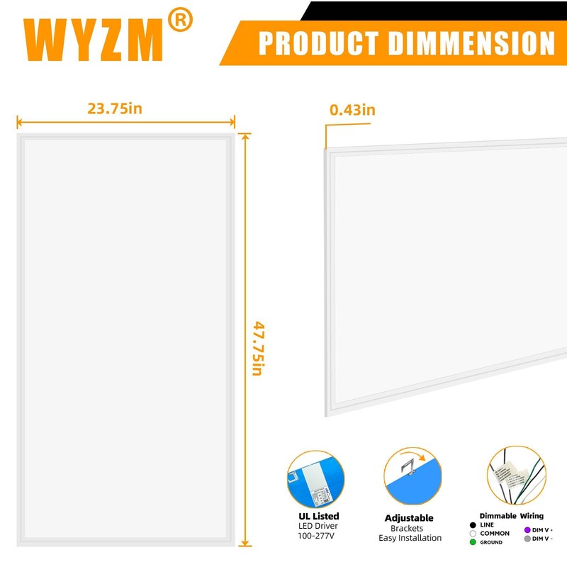 2 by 4 FT LED Flat Panel Lights, Dimmable, Recessed Drop Ceiling Lights Fixture gallery