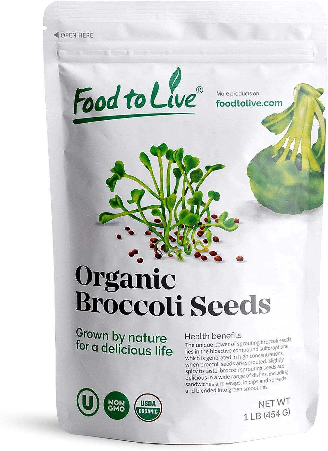 Organic Broccoli Seeds for Sprouting - Non-GMO, Kosher, Raw - by Food To Live gallery