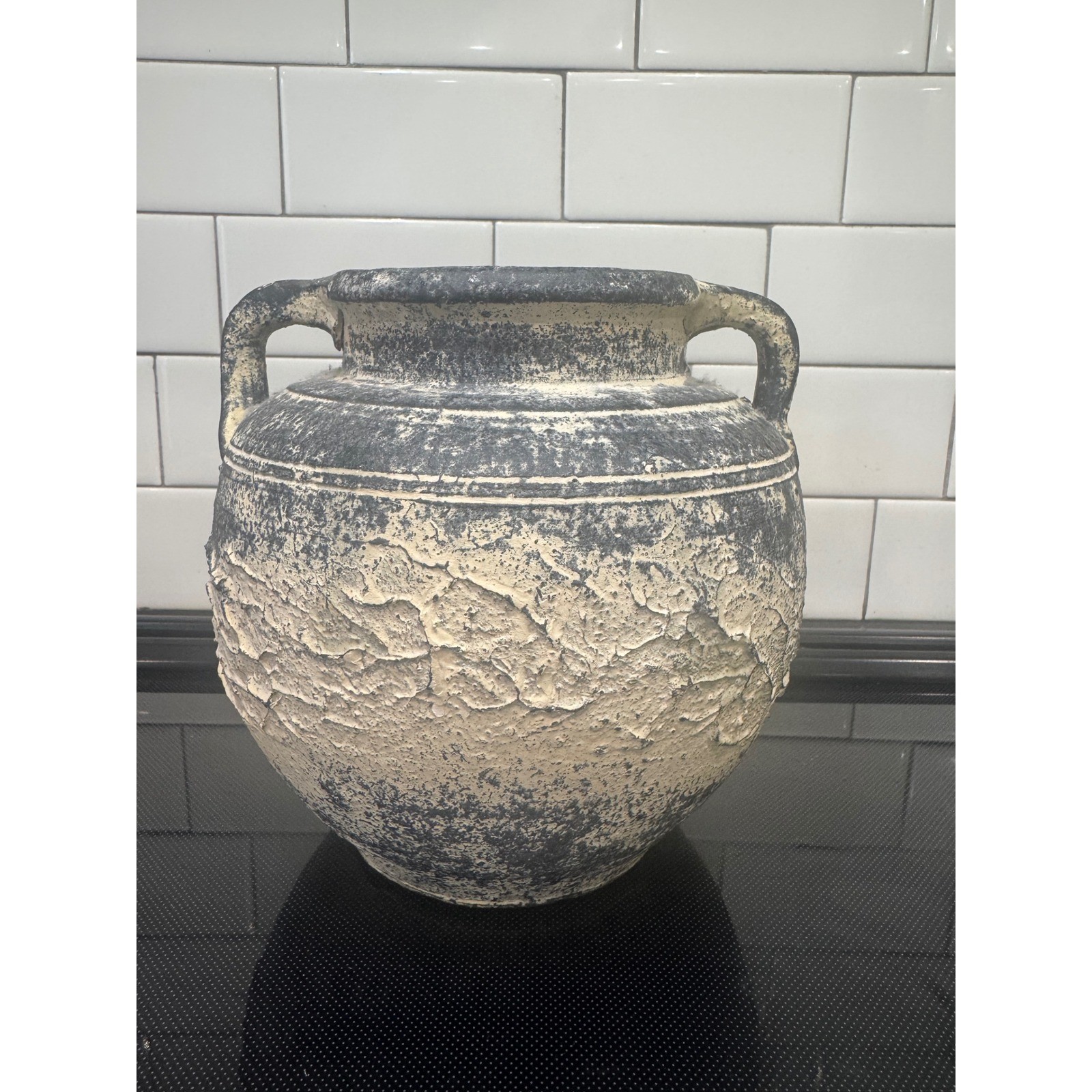 Rustic Distressed Terracotta Amphora Vase Double Handle Textured Aged Pottery gallery