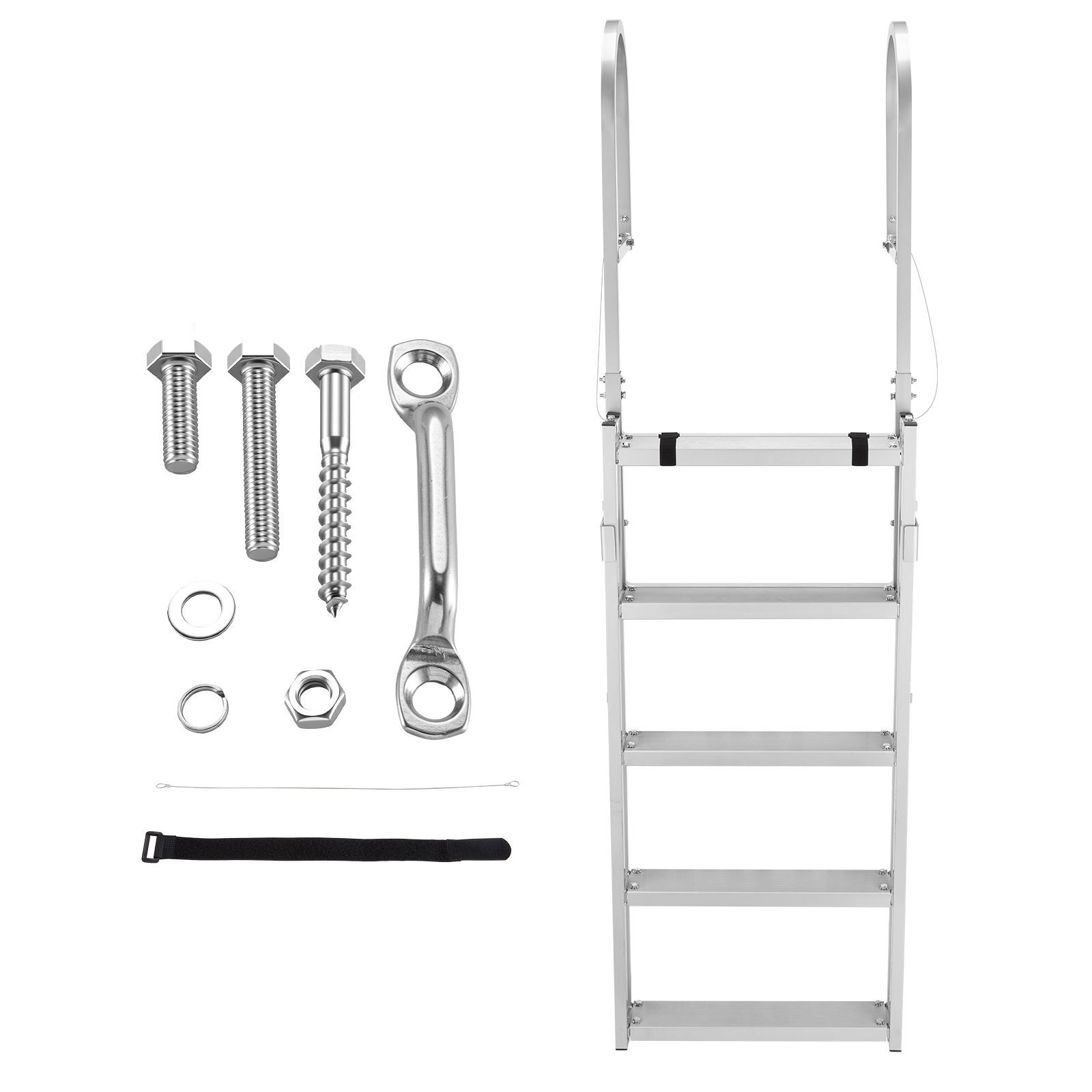 Aluminum Retractable Dock Ladder, 5 Steps, 350lb Capacity, 67-79in Adjustable gallery