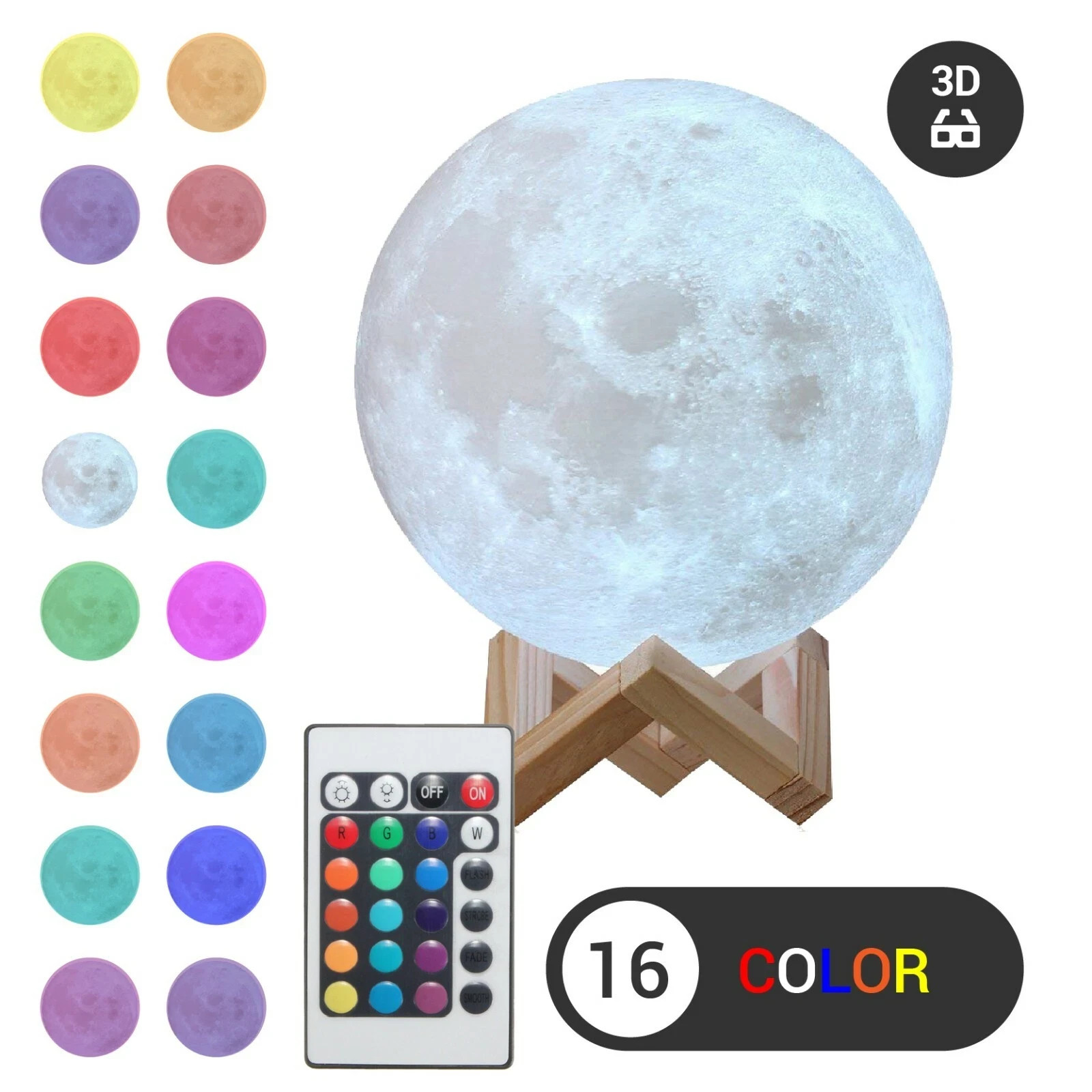 3D Moon Night Light Table Lamp USB Charging Remote Touch Control Home Decor Gift gallery
