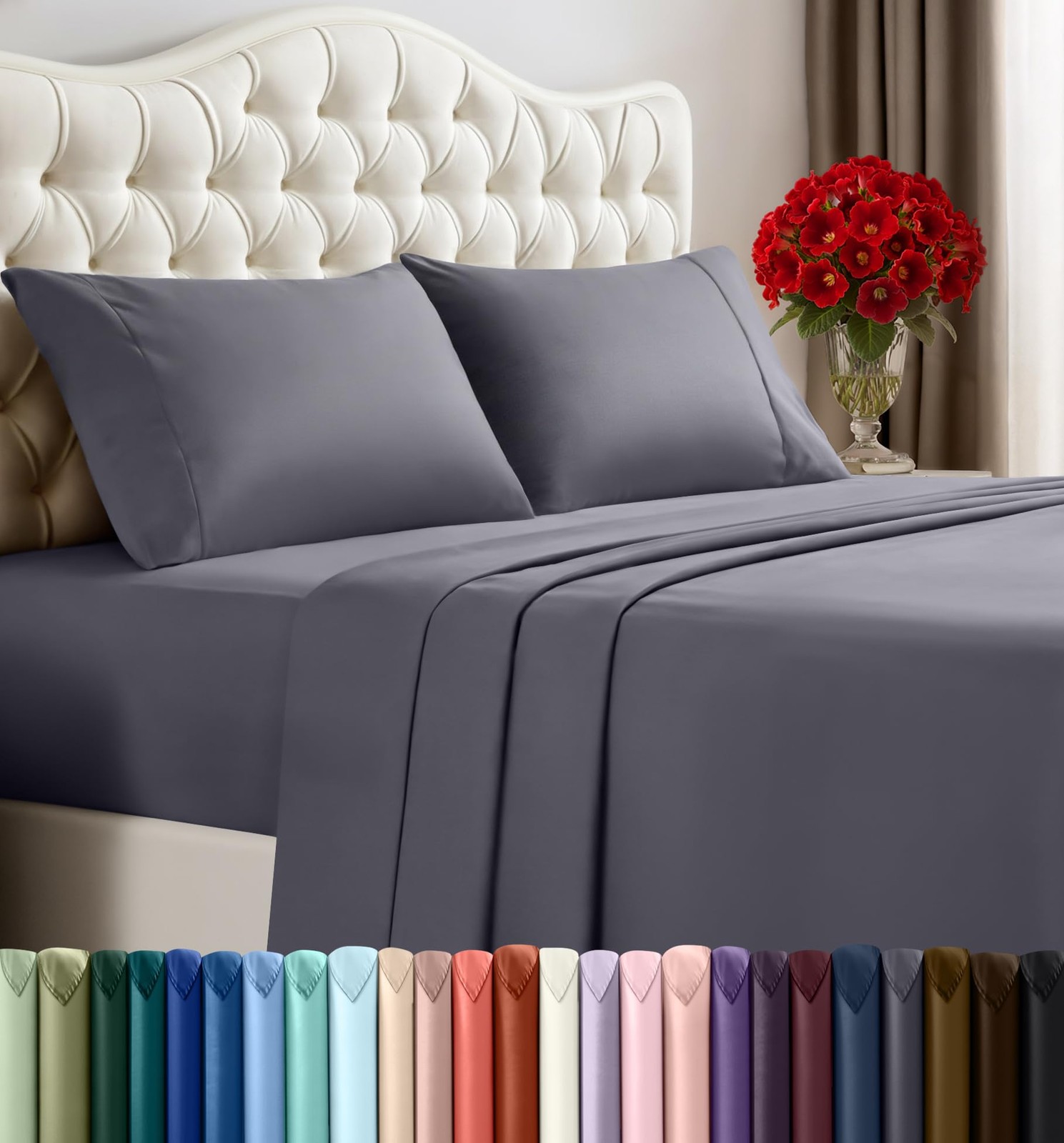 Utopia Bedding Queen Size Sheet Set – 4 Piece Bed Sheets, Soft Queen, Grey gallery